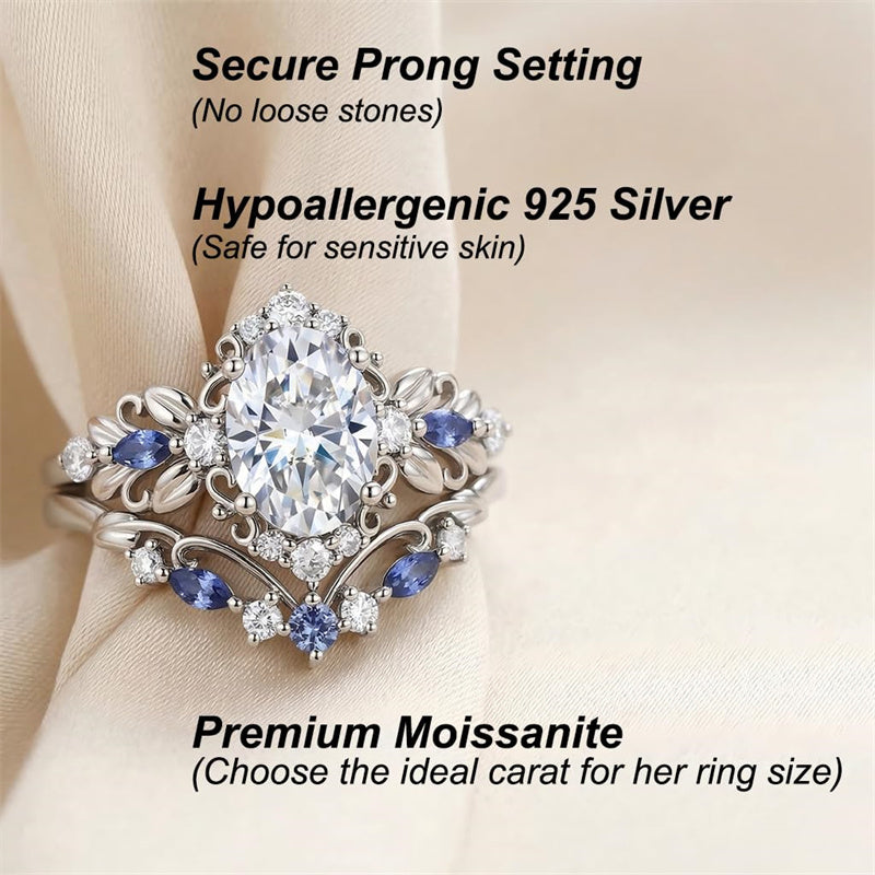 Sterling Silver 10K 14K 18K Gold 1CT-4CT Heart Round Teardrop Oval Moissanite Engagement Rings Set for Women