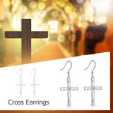Mustard Seed Cross Earrings 925 Sterling Silver Cross Dangle Drop Earring Gifts for Women
