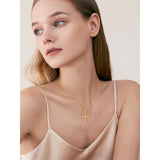 14K Gold Plated Cross Pendant Necklace for Women