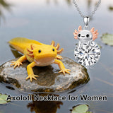 Sterling Silver 12 Month Birthstone Axolotl Pendant Necklace for Women