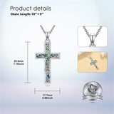 Sterling Silver Abalone Shell Bee Butterfly Dragonfly  Hummingbird Ladybug Cross Pendant Necklace for Women