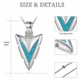 Malachite Turquoise Arrow Pendant Necklace for Men