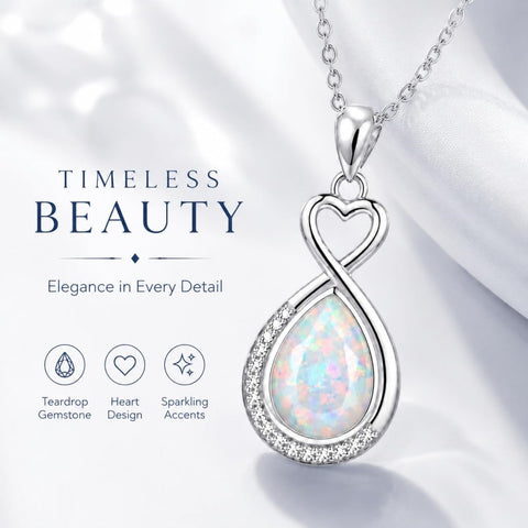 Sterling Silver Teardrop Gemstone Rose Butterfly Infinity Heart Necklace for Women