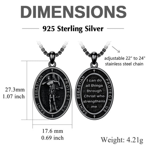 Sterling Silver Saint Christopher St Michael Saint Sebastian Amulet Pendant Necklace