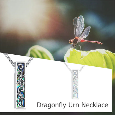 Urn Necklaces for Ashes Sterling Silver Abalone Shell 3D Bar Cremation Jewelry for Ashes Memory Jewelry for Women Men