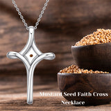 Mustard Seed Cross Necklace 925 Sterling Silver Pendant Necklace Religious Necklace Christian Jewelry Gift for Women