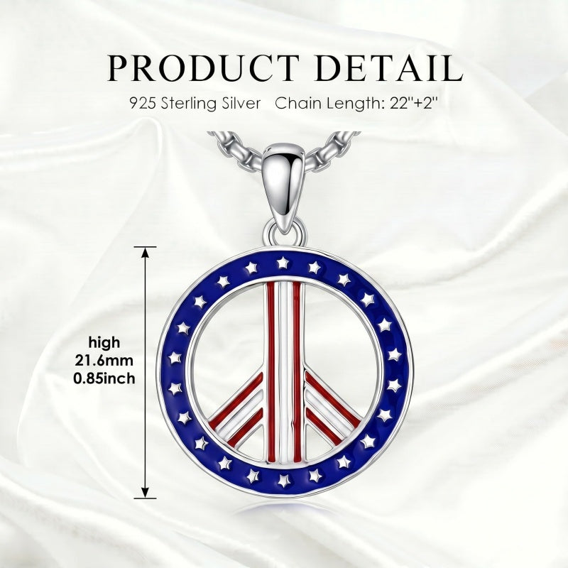 Sterling Silver Peace Sign Coexist Peace Symbol Pirate Tree of Life Thor's Hammer Wolf Raven Viking Series Necklace