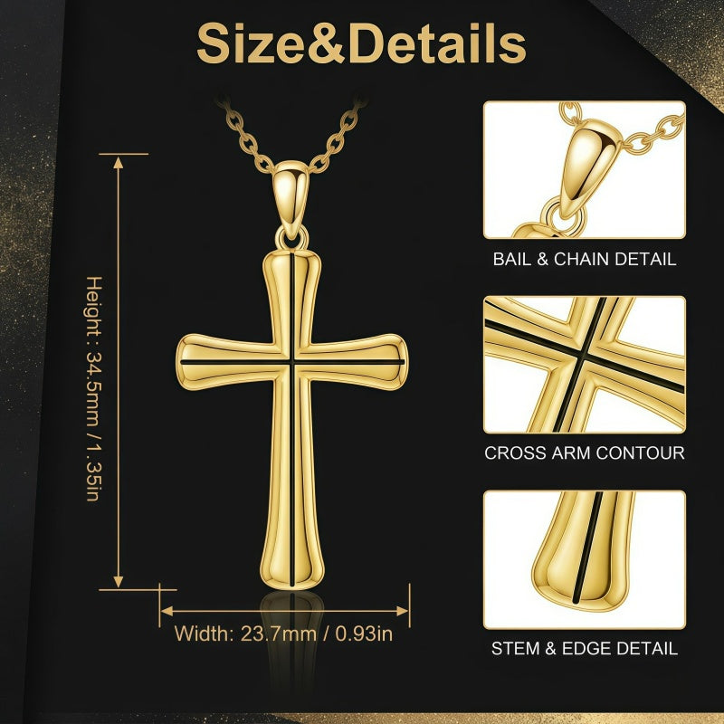 14K Gold Plated Cross Pendant Necklace Christian Jewelry Gifts