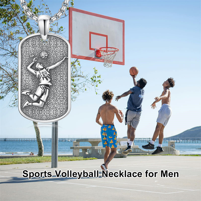 Sterling Silver Dog Tag Baseball Basketball Softball Soccer Pendant Necklace for Men