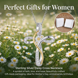 Sterling Silver Daisy Rose Plumeria Lotus Sunflower Cross Pendant Necklace for Women