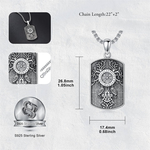 Sterling Silver Amulet Medal Viking Tree of Life Athena Lion Star of David Nefertiti Odin Raphael Pendant Necklace