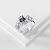 Sterling Silver Pear Oval Kite Heart Hexagon Emerald Coffin Cut Gemstone Engagement Promise Ring Set