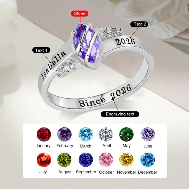 Copper Sterling Silver Personalized Birthstone High School College Class Ring Graduation Memorial Rings Gifts for Her