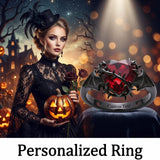 Sterling Silver Personalized Birthstone Punk Skull Bat Snake Ring Goth Jewelry for Halloween Birthday