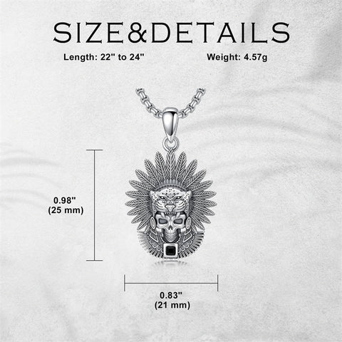 Sterling Silver Mictlantecuhtli Quetzalcoatl Tezcatlipoca Skull Pendant Necklace Aztec Jewelry