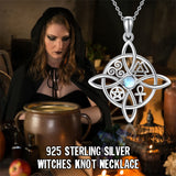 Sterling Silver Witches Knot Necklace Celtic Knot Moonstone Witchcraft Jewelry Gifts for Women Girls