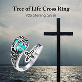 Sterling Silver Vintage Moonstone Turquoise Moss Agate Opal Tree of Life Spoon Rings