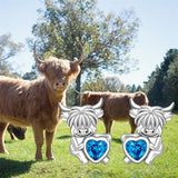Cow Earrings Highland Cow Stud for Women Sterling Silver Scottish Western Farm Animal Lover Gifts Jewelry