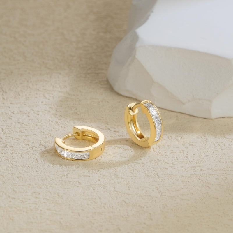 14K Gold Plated Cubic Zircon Hoop Earrings for Women