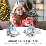 Sterling Silver Celtic Knot Moon Stud Earrings