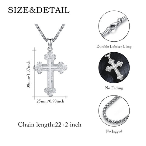 14K Gold Plated Cross Pendant Necklace Protection Jewelry Religious Gift