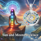 Sterling Silver Crystal Triple Moon Goddess Hamsa Hand Lotus Tree of Life Flower of Life Chakra Pendant Necklace