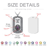 Sterling Silver Personalized Birthstone Class Necklaces High School, College University Pendant Necklace