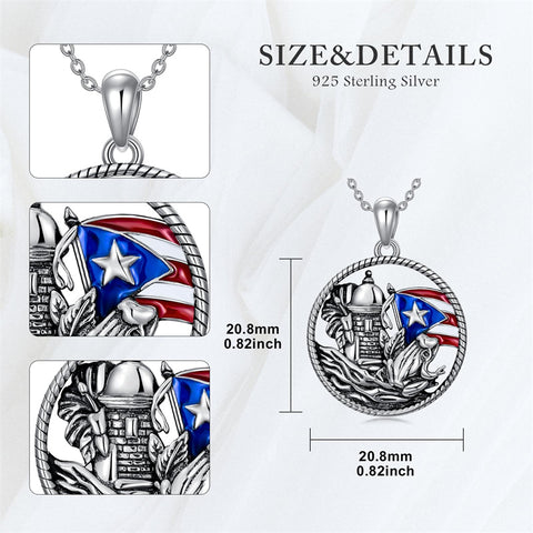 Sterling Silver Butterfly Frog Tree of Life Puerto Rico Flag Pendant Necklace