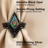 Sterling Silver 10K  14K  18K  Gold Personalized Engraved Black Opal Engagement Wedding Promise Ring for Her
