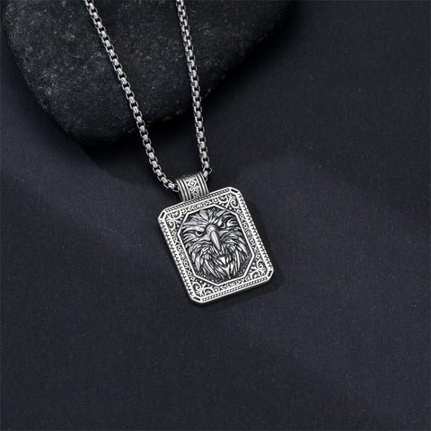 Sterling Silver Eagles Wolf Lion Pendant Necklace For Men with Stainless Steel Chain