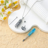 Sterling Silver Hollow Cylinder Rose Daisy Urn Necklace for Ashes