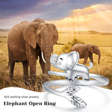 925 Sterling Silver Cute Animal Ring Adjustable Open Ring  Jewelry Gift for Women Girls