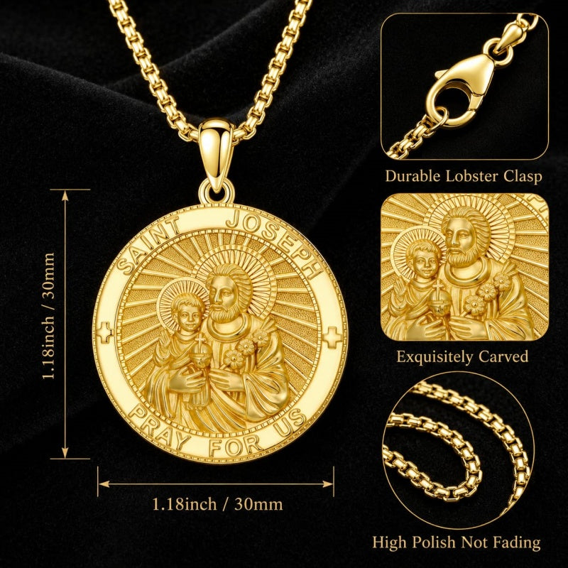 Patron Saint Medal Gold Plated Catholic Pendant Christian Religious Necklace Amulet Jewelry