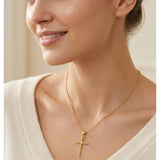 14K Plated Gold Cross Pendant Crucifix Necklace Christian Jewelry Baptism Religious Faith