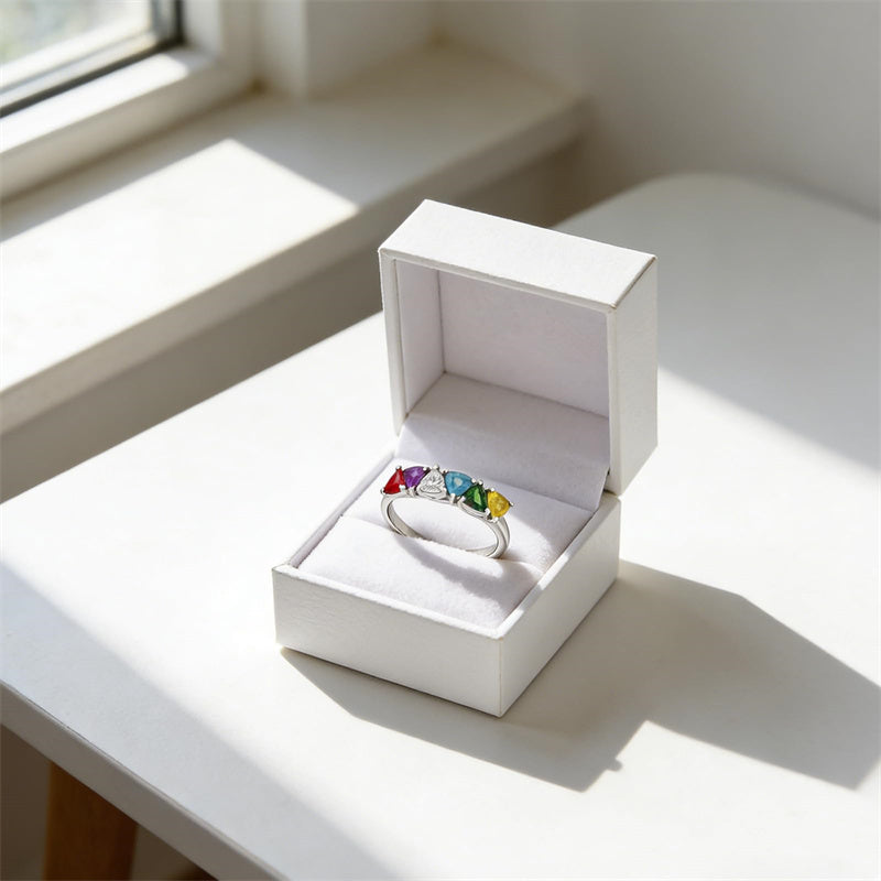 Sterling Silver 2-5 Birthstones Family Ring Gifts for Mother's Day