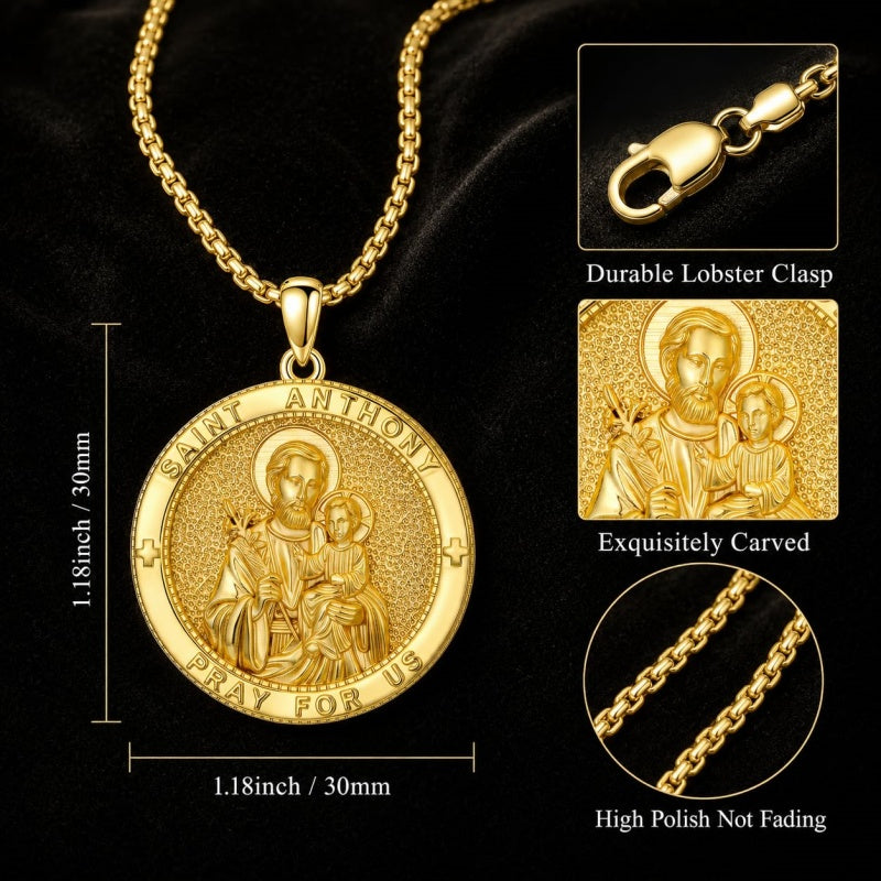 Patron Saint Medal Gold Plated Catholic Pendant Christian Religious Necklace Amulet Jewelry