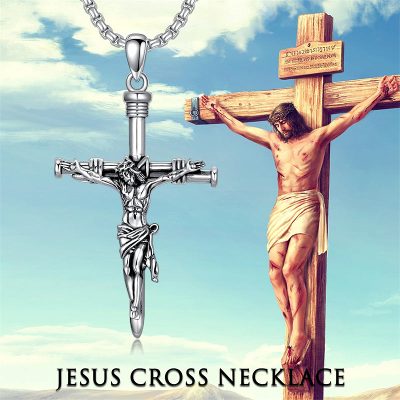 Sterling Silver Wooden Cross Pendant Necklace