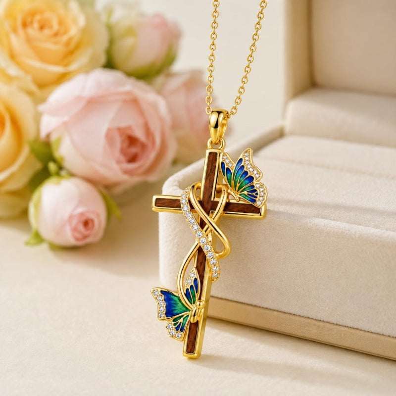 14K Gold Plated Wooden Pendant Necklace Beliefs jewelry