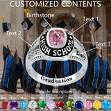 Sterling Silver Personalized Birthstone 2026 High School College Graduation Class Ring