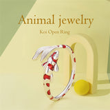 Sterling Silver Adjustable Rings Trendy  Fish Rings for Women and Girls