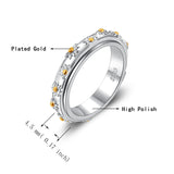 Anxiety Spinner Rings Sunflower Fidget Ring Rose Flower Ring Sterling Silver ADHD Stress Relieving Ring