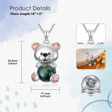 Sterling Silver Moss Agate Hippo Koala Elephant Teddy Bear Pendant Necklace