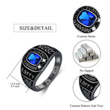 Sterling Silver Personalized Pattern Birthstone Engraved Class Graduation High School Ring for Men