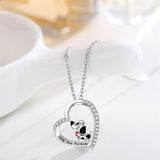 Dalmatian Dog Necklace S925 Sterling Silver Heart Pendant Necklaces Jewelry Gifts for Women Teen Girls Mum Girlfriends Birthday Gift