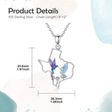 Sterling Silver Hummingbird Texas State Map Flag Pendant Necklace