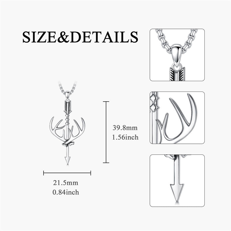 deer antlers fishing hook and cross Sterling Silver Cross Deer Antler Fish Hook Hunting Pendant Necklace f– romanticwork