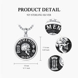 Sterling Silver Personalized Photo Memento Mori Pendant Skull Pendant Necklace