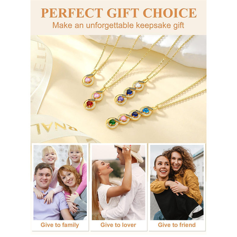 Sterling Silver Personalized  Birthstone Infinity Necklace for Women