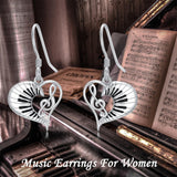 Sterling Silver Piano Drum Trumpet Music Dangle Earrings for Women