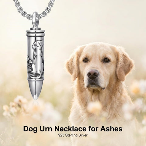 Sterling Silver Animal Angel Wings Pet Jesus Bullet Urn Necklaces for Ashes for Men